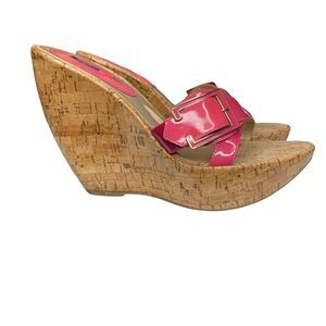 Schutz Patent Leather Platform Sandals Pink Size 9